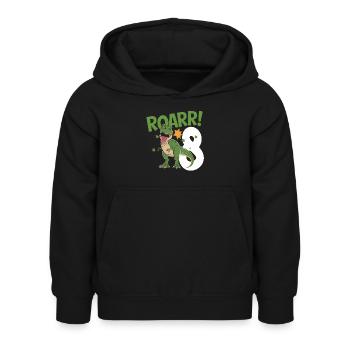 8th Birthday 8 Years Dino Dinosaur Fan - Kids Hoodie - black - Front - AI Model Kid Female (0cm)
