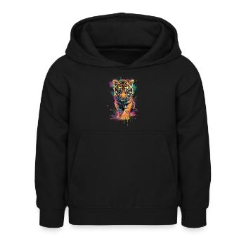 Tiger - Kinder Hoodie - Schwarz - Vorne - AI Model Kid Female (0cm)