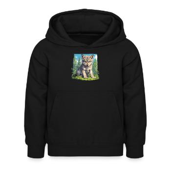 Wölfe Wolf - Kinder Hoodie - Schwarz - Vorne - AI Model Kid Female (0cm)