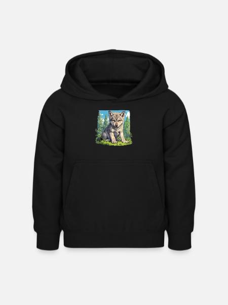 Wölfe Wolf - Kinder Hoodie - Schwarz
