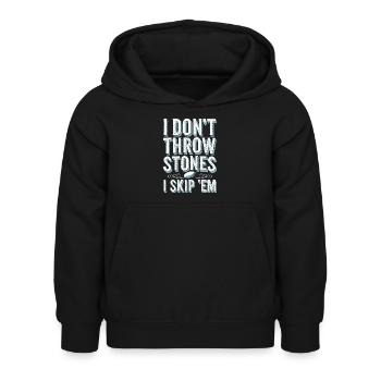 Saut de pierre, saut de pierre, pierre de loisir en plein air - Sweat à capuche Enfant - noir - Devant - AI Model Kid Female (0cm)