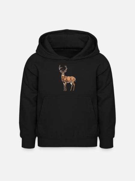 Hirsche Hirsch - Kinder Hoodie - Schwarz