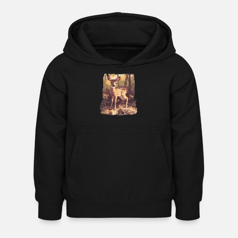 Hirsche Hirsch - Kinder Hoodie - Schwarz