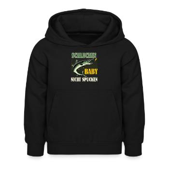 Hecht Angler SCHLUCKEN BABY NICHT SPUCKEN Lustiges - Kinder Hoodie - Schwarz - Vorne - AI Model Kid Female (0cm)