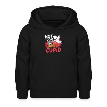 Célibataire & Anti Amour Saint-Valentin Pas aujourd’hui Cupidon - Sweat à capuche Enfant - noir - Devant - AI Model Kid Female (0cm)