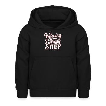 Warning I Break Stuff 22 - Kinder Hoodie - Schwarz - Vorne - AI Model Kid Female (0cm)