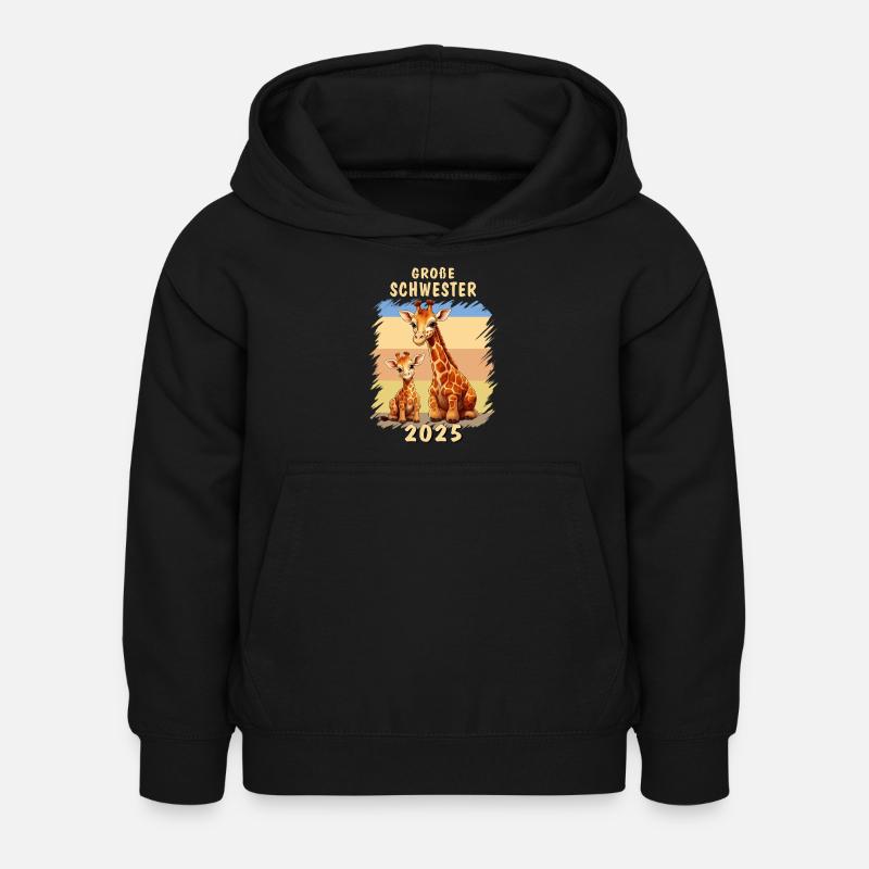 GIRAFFEN WERDE GROßE SCHWESTER 2025 - Kinder Hoodie - Schwarz