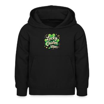 Lucky Charm Vibes Lucky Clover Lucky Positive - Kids Hoodie - black - Front - AI Model Kid Female (0cm)