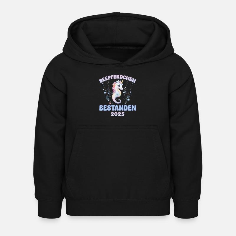 Mädchen Seepferdchen bestanden 2025 Kinder - Kinder Hoodie - Schwarz