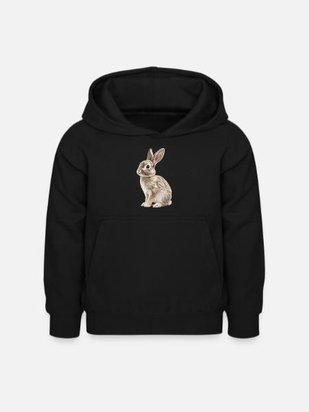Hasen Hase - Kinder Hoodie - Schwarz