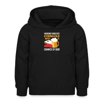 Prédiction du week-end des amateurs de cornhole - Sweat à capuche Enfant - noir - Devant - AI Model Kid Female (0cm)