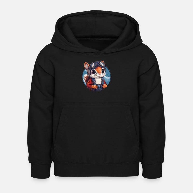 Écureuil volant avec des lunettes - Sweat à capuche Enfant - noir