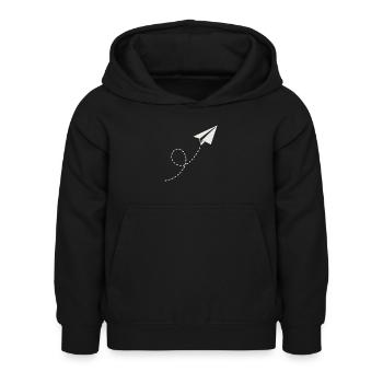 Papierflieger – Minimalistisches Flug-Design - Kinder Hoodie - Schwarz - Vorne - AI Model Kid Female (0cm)