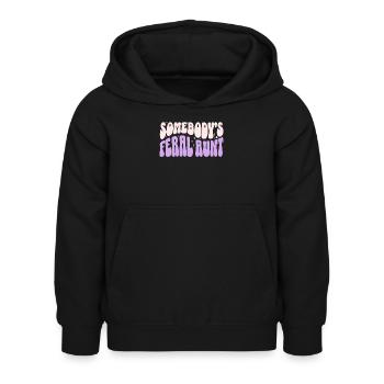 Somebody’s Feral Aunt - Kids Hoodie - black - Front - AI Model Kid Female (0cm)