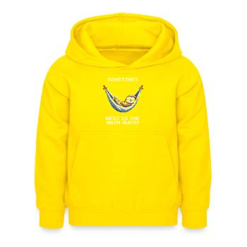 Parfois, le repos est la quête principale | Balance - Sweat à capuche Enfant - jaune - Devant - AI Model Kid Female (0cm)