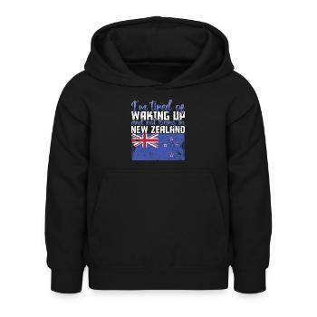 Müde vom Aufwachen ohne Neuseeland zu sein - Kinder Hoodie - Schwarz - Vorne - AI Model Kid Female (0cm)