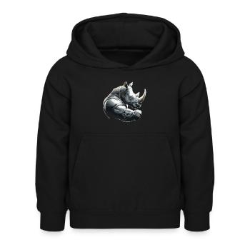 Nashorn Gewichtheben Fitness-Studio - Kinder Hoodie - Schwarz - Vorne - AI Model Kid Female (0cm)