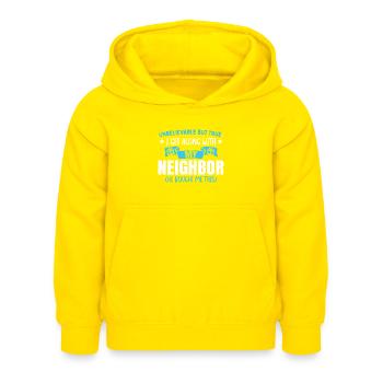 Neighbor Shirt Funny - Kids Hoodie - yellow - Front - AI Model Kid Female (0cm)
