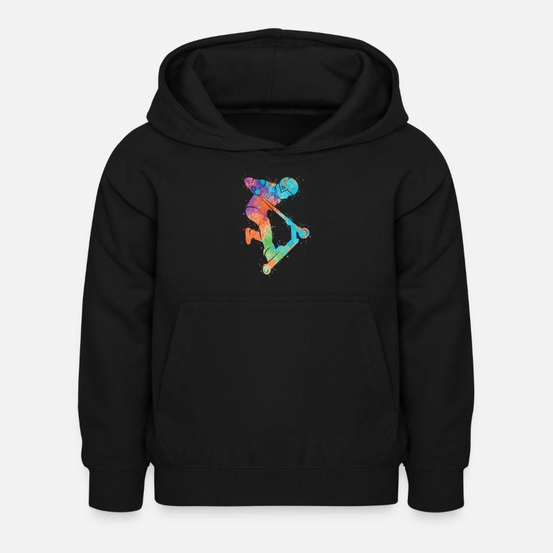 Tretroller Bunt Scooterfahrer Stunt Scooter - Kinder Hoodie - Schwarz