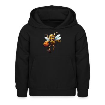 Lachende Basketball Biene - Kinder Hoodie - Schwarz - Vorne - AI Model Kid Female (0cm)