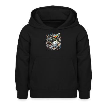 Poisson bar - Sweat à capuche Enfant - noir - Devant - AI Model Kid Female (0cm)
