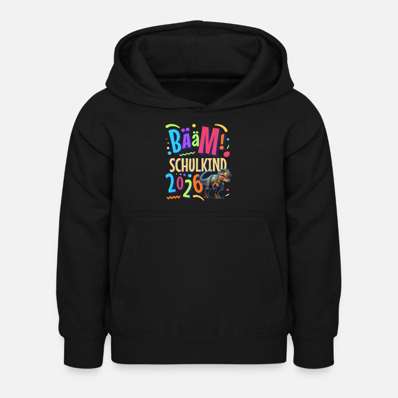 Bääm Schulkind 2026 T Rex - Kinder Hoodie - Schwarz