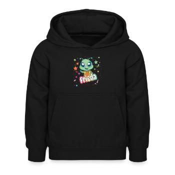 FRIEDA - Schöner Mädchen Name mit süßem Alien - Kinder Hoodie - Schwarz - Vorne - AI Model Kid Female (0cm)