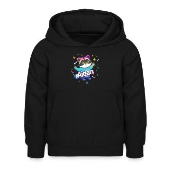 AIDEN - Schöner Jungen Name mit süßem Waschbär - Kinder Hoodie - Schwarz - Vorne - AI Model Kid Female (0cm)