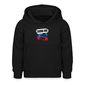 Soaring High Living Life – Paragliding Design - Kids Hoodie - black - Front - AI Model Kid Female (0cm)
