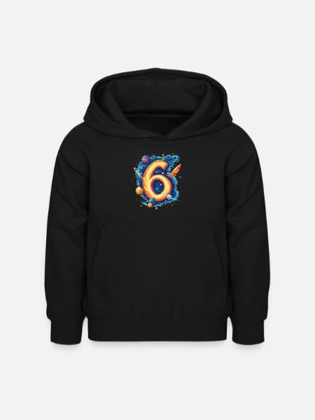 6th Birthday Space - Kids Hoodie - black