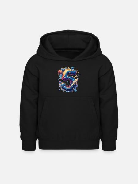 5th Birthday Space - Kids Hoodie - black