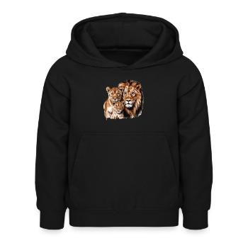 Tier Löwe König für Löwen Liebhaber und Löwen - Kinder Hoodie - Schwarz - Vorne - AI Model Kid Female (0cm)