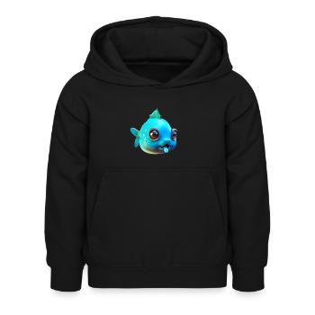 Poisson gras mignon - Sweat à capuche Enfant - noir - Devant - AI Model Kid Female (0cm)