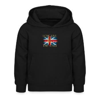 Couronnement du roi britannique Charles Angleterre Drapeau - Sweat à capuche Enfant - noir - Devant - AI Model Kid Female (0cm)
