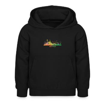 Skyline de Seattle, Seattle - Sweat à capuche Enfant - noir - Devant - AI Model Kid Female (0cm)