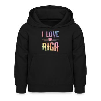 J’adore Riga - Sweat à capuche Enfant - noir - Devant - AI Model Kid Female (0cm)