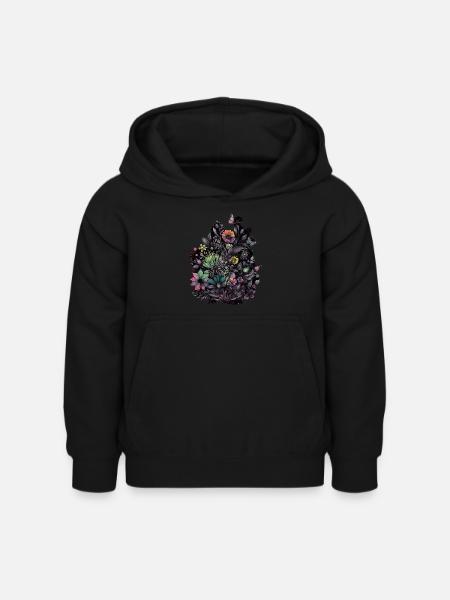 Flower Power - Kinder Hoodie - Schwarz