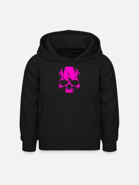 Pinker Skull Totenkopf - Kinder Hoodie - Schwarz