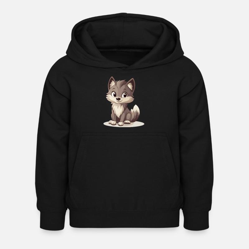 petit loup - Sweat à capuche Enfant - noir