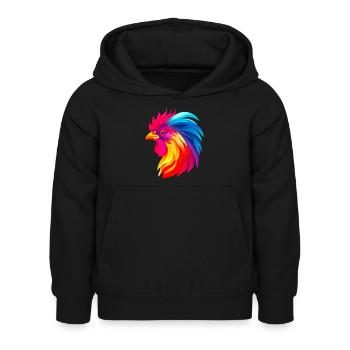 Tête de coq - Sweat à capuche Enfant - noir - Devant - AI Model Kid Female (0cm)