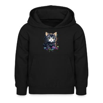 Katzenkopf - Kinder Hoodie - Schwarz - Vorne - AI Model Kid Female (0cm)