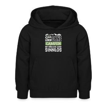 Ein Leben ohne Campen ist möglich aber sinnlos - Kinder Hoodie - Schwarz - Vorne - AI Model Kid Female (0cm)