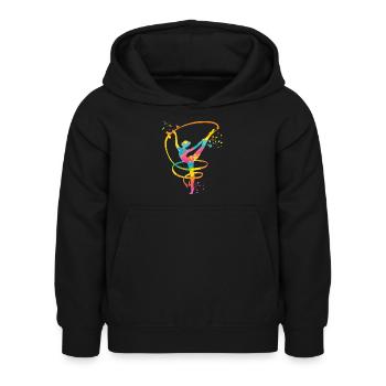 Gymnaste avec groupe Gymnastique rythmique - Sweat à capuche Enfant - noir - Devant - AI Model Kid Female (0cm)