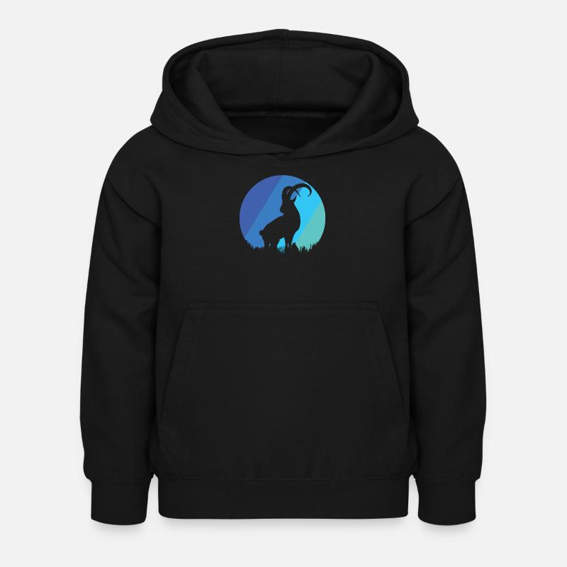 Steinbock - Kinder Hoodie - Schwarz