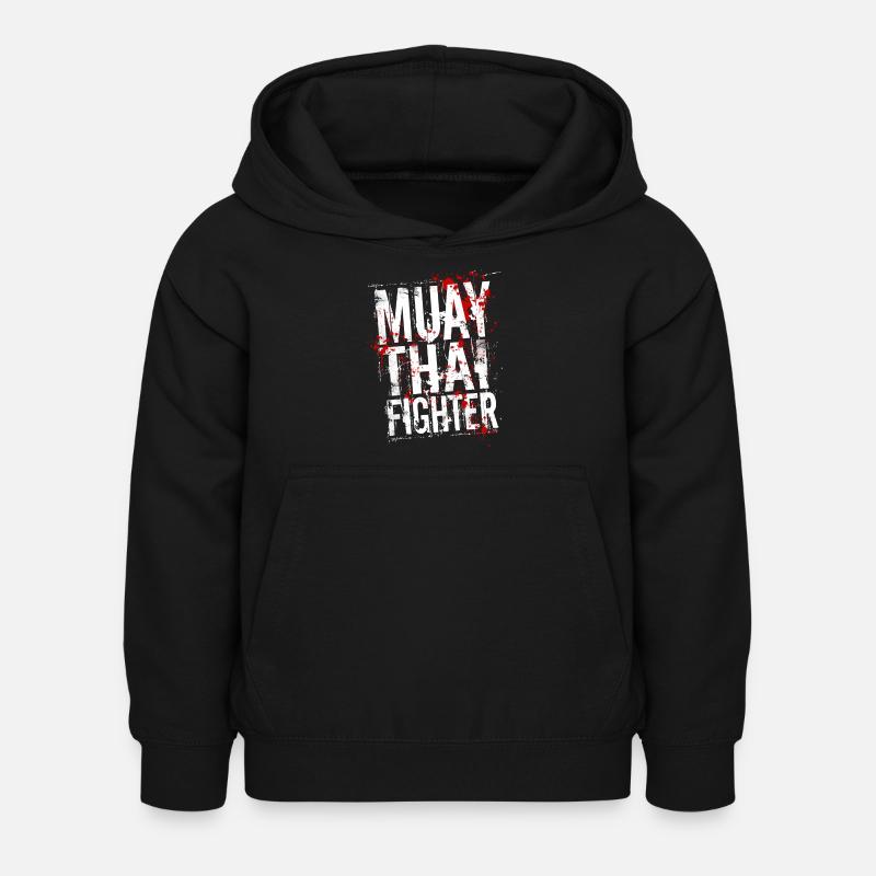 Muay Thai fighter blanc - Sweat à capuche Enfant - noir