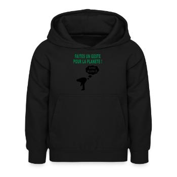 humour écolo - Sweat à capuche Enfant - noir - Devant - AI Model Kid Female (0cm)