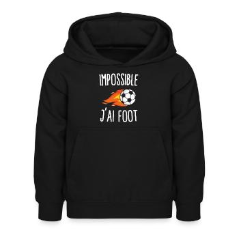 Impossible j'ai foot - Sweat à capuche Enfant - noir - Devant - AI Model Kid Female (0cm)