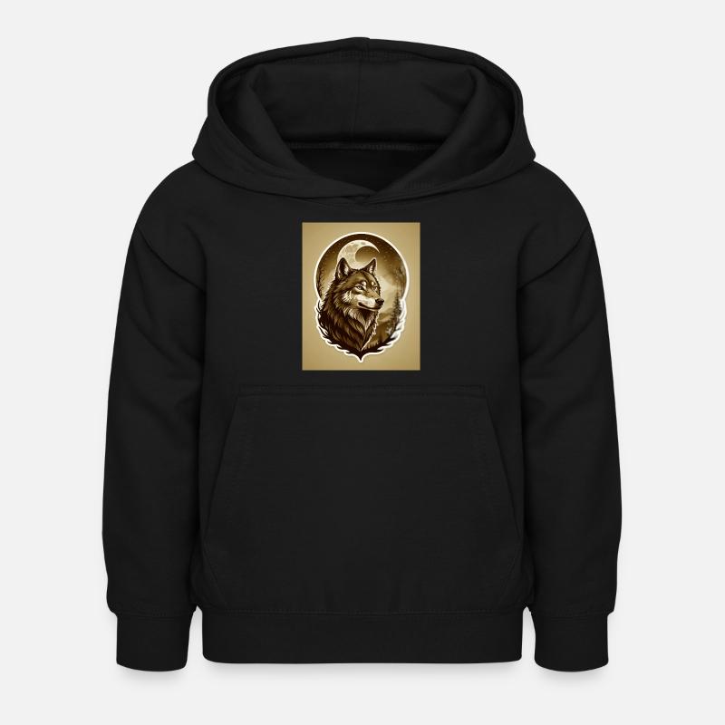 Loup au clair de lune - Sweat à capuche Enfant - noir