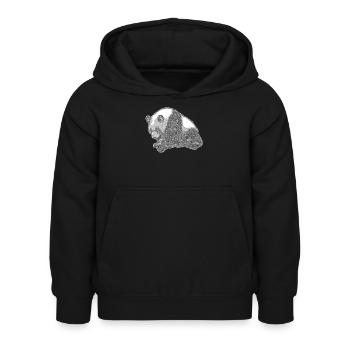 Panda groß - Kinder Hoodie - Schwarz - Vorne - AI Model Kid Female (0cm)