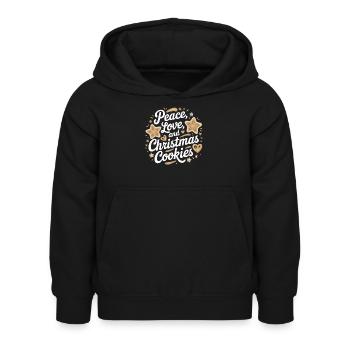 Frieden, Liebe und Weihnachtsplätzchen - Kinder Hoodie - Schwarz - Vorne - AI Model Kid Female (0cm)